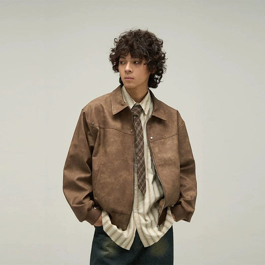 RT No. 32529 LEATHER ZIP-UP JACKET