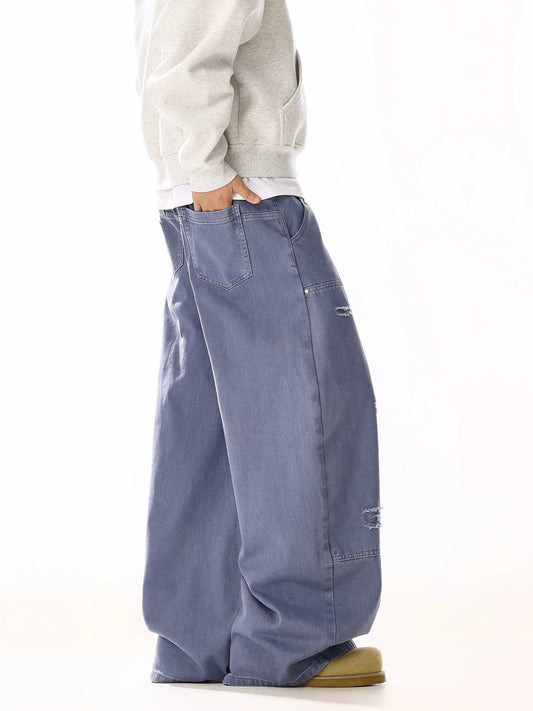 RT No. 19821 FRENCH PURPLE DISTRESSED BAGGY CARGO PANTS
