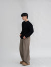 RT No. 12449 KHAKI PLEATED WIDE STRAIGHT PANTS