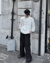 RT No. 9813 BLACK WIDE STRAIGHT PANTS