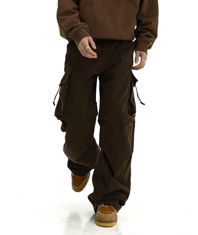 RT No. 10830 BROWN WIDE STRAIGHT CARGO PANTS