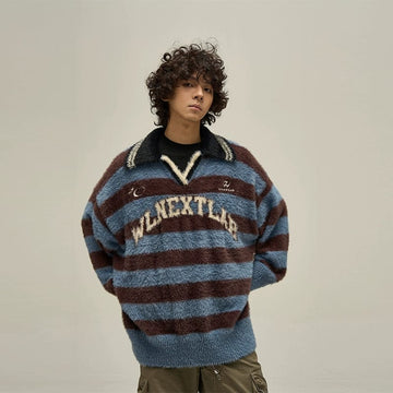 RT No. 10012 KNIT LETTERED COLLAR SWEATER