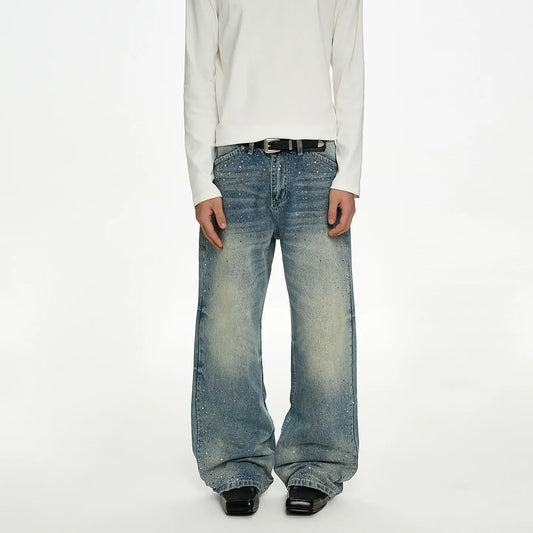 RT No. 50037 WHISKER WASH DENIM STRAIGHT JEANS