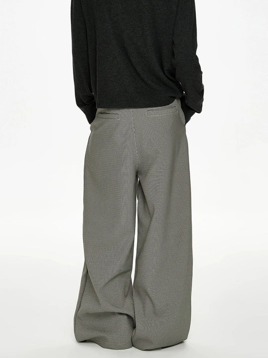 RT No. 50034 PLEATED PLAID BAGGY STRAIGHT PANTS