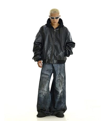 RT No. 11622 BLACK HOODED LEATHER JK