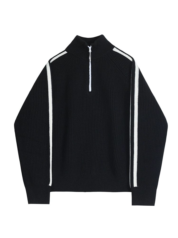 RT No. 11833 ARM STRIPED QUARTER ZIP-UP SWEATER