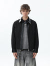 RT No. 50314 LEATHER COLLAR STRIPED JACKET