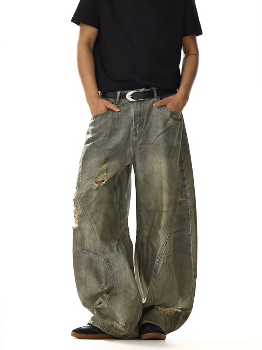 RT No. 18231 GRAY DISTRESSED DENIM PANTS