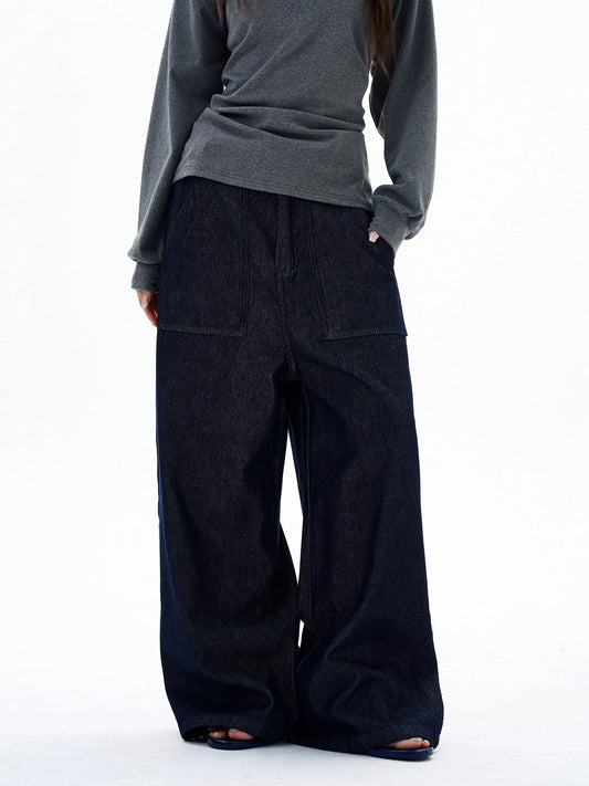 RT No. 29020 BLUE DENIM WIDE STRAIGHT JEANS