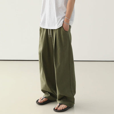 RT No. 9032 ARMY GREEN FOLDED WIDE STRAIGHT PANTS