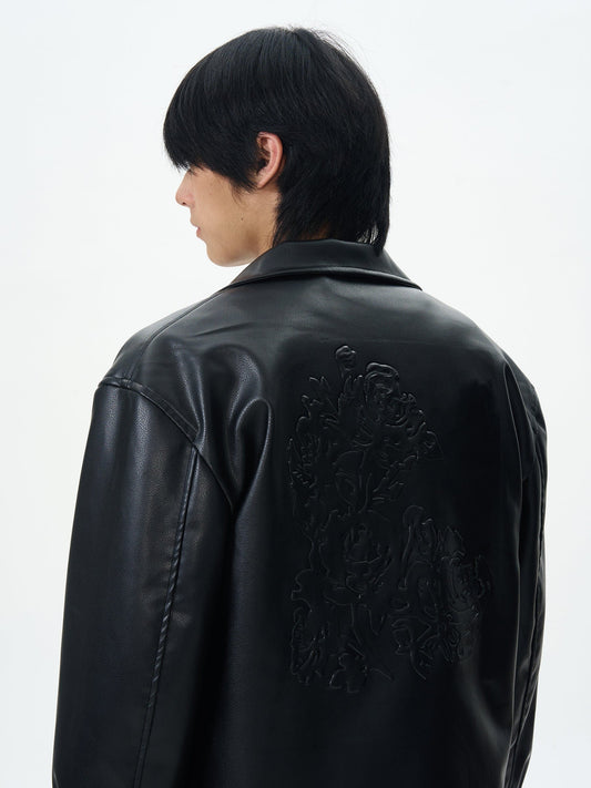 RT No. 12479 BLACK ZIP LEATHER JACKET