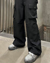 RT No. 9813 BLACK WIDE STRAIGHT PANTS