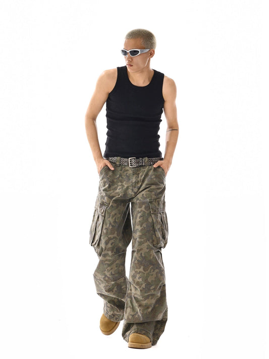 RT No. 12053 CAMO STRAIGHT CARGO PANTS