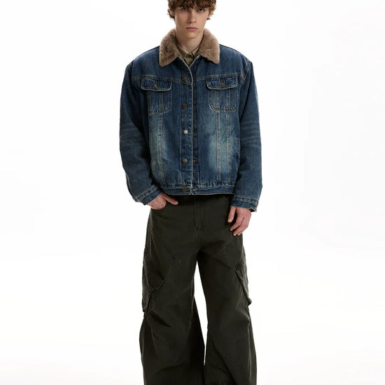 RT No. 40611 FLEECE COLLAR DENIM JACKET – REALTAKAI