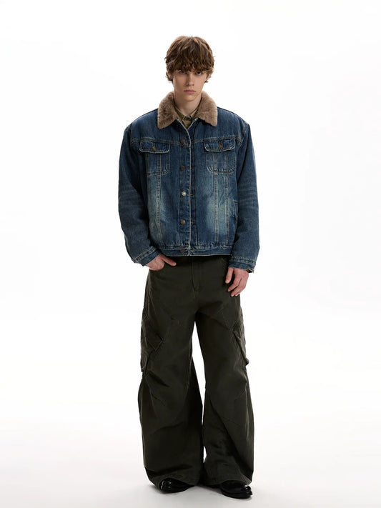 RT No. 40611 FLEECE COLLAR DENIM JACKET