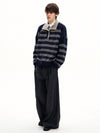 RT No. 55129 KNITWEAR STRIPED HENLEY SWEATER