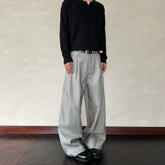 RT No. 40842 STRIPED PLEATED BAGGY PANTS