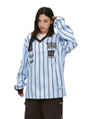 RTK (W) No. 524 LIGHT BLUE STRIPED JERSEY POLO LONG SLEEVE