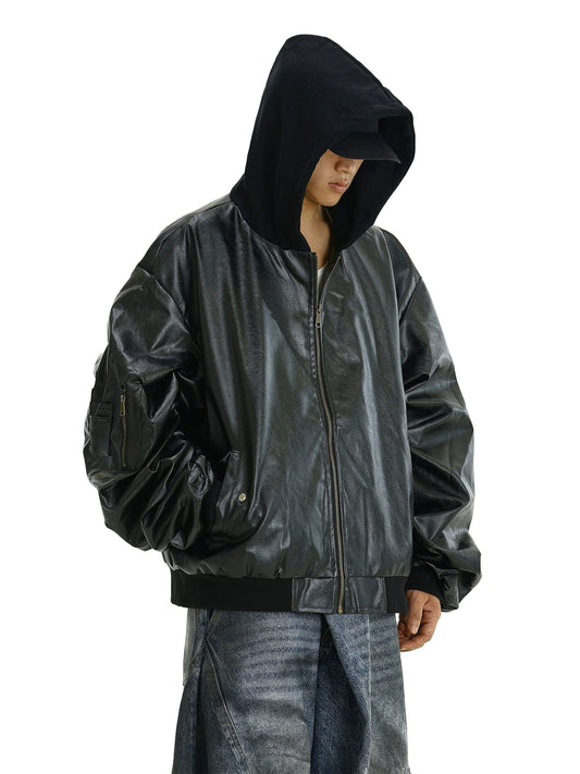 RT No. 11622 BLACK HOODED LEATHER JK