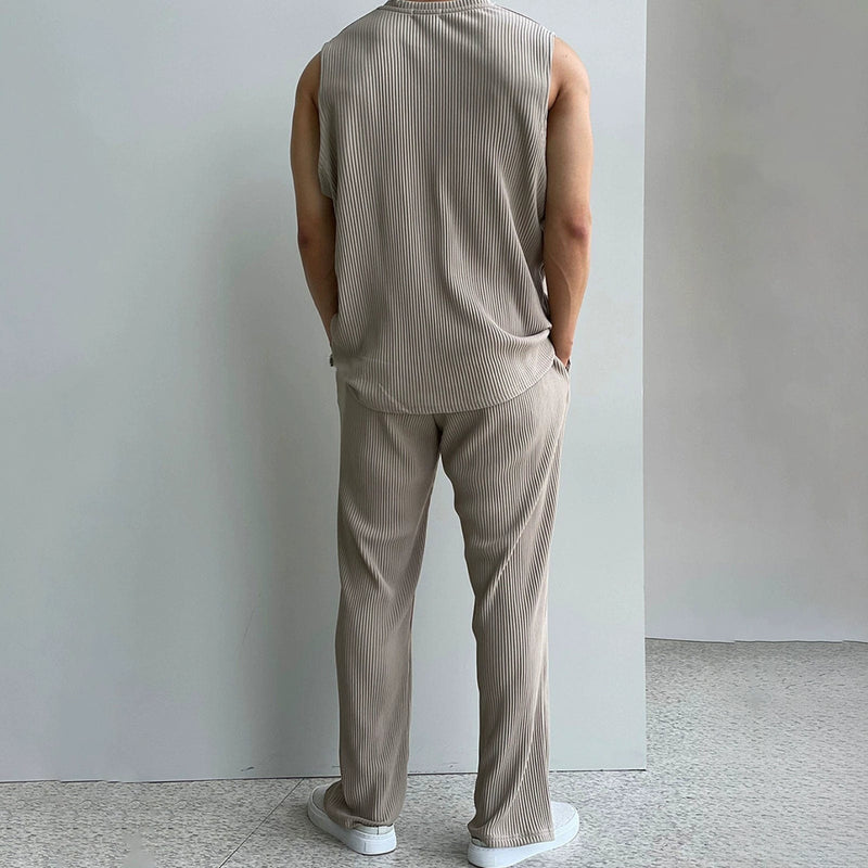 RT No. 11931 PLEATED SLEEVELESS SHIRT & WIDE DRAWSTRING PANTS