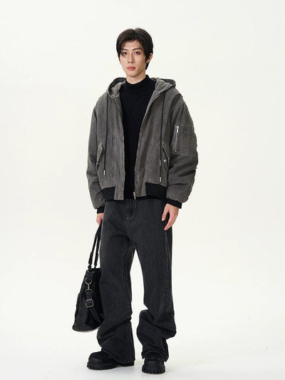 RT No. 11992 GRAY RECONSTRUCTED WORKWEAR ZIP-UP JK