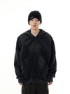 RT No. 11168 RECONSTRUCTED WASHED BLACK ZIP-UP HOODIE