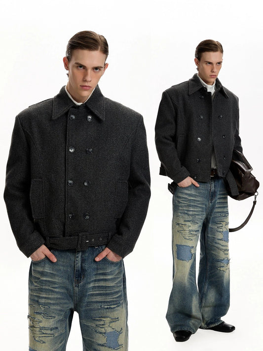 RT No. 45028 BOXY WOOLEN DOUBLE COLLAR JACKET
