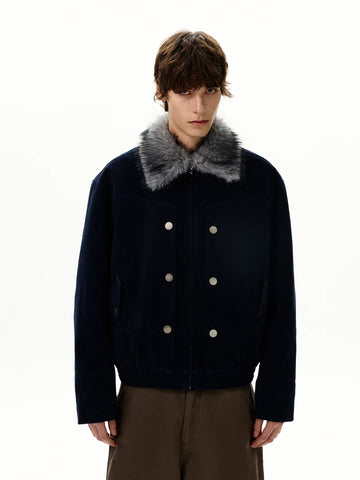 RT No. 50401 SUEDE FUR COLLAR JACKET