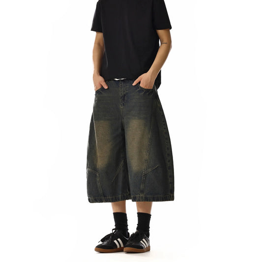 RT No. 18205 RECONSTRUCTED WASHED DENIM SHORTS