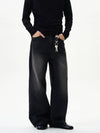 RT No. 12069 WASHED BLACK DENIM STRAIGHT JEANS