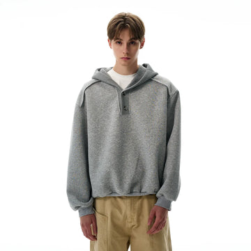 RT No. 42012 KNITWEAR HENLEY COLLAR HOODIE