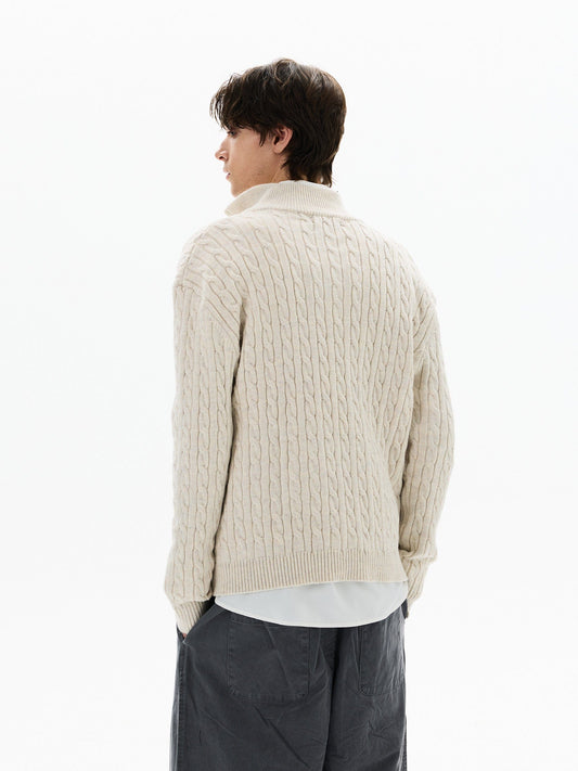 RT No. 50415 KNITWEAR TWIST QUARTER ZIP SWEATER