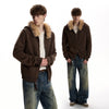 RT No. 59073 KNITWEAR FUR COLLAR ZIPPER HOODIE