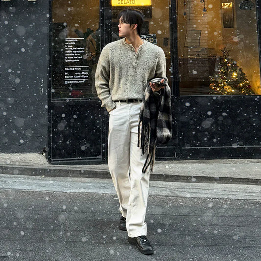 RT No. 33011 KNITWEAR HENLEY COLLAR SWEATER