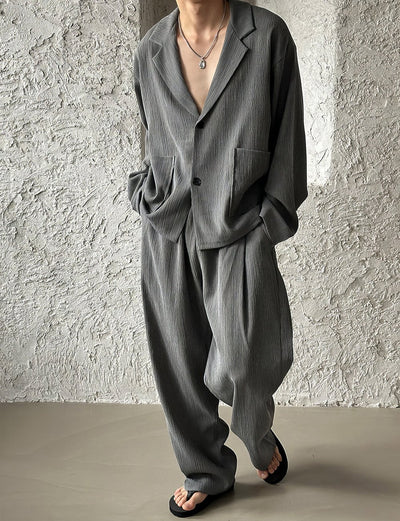 RT No. 11871 TEXTURED BLAZER & STRAIGHT PANTS