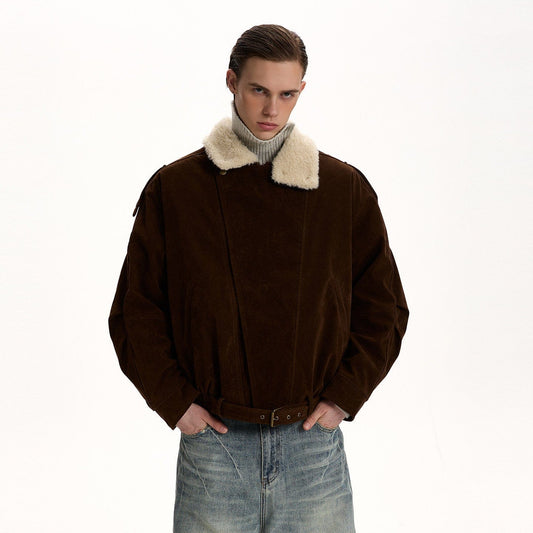 RT No. 58024 JIIN SUEDE FUR COLLAR JACKET