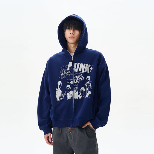 RT No. 12307 PUNK GRAPHIC ZIP-UP HOODIE