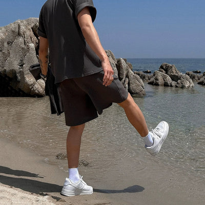 RT No. 11773 VERTICAL KNIT SHORT SLEEVE & SHORTS & STRAIGHT PANTS