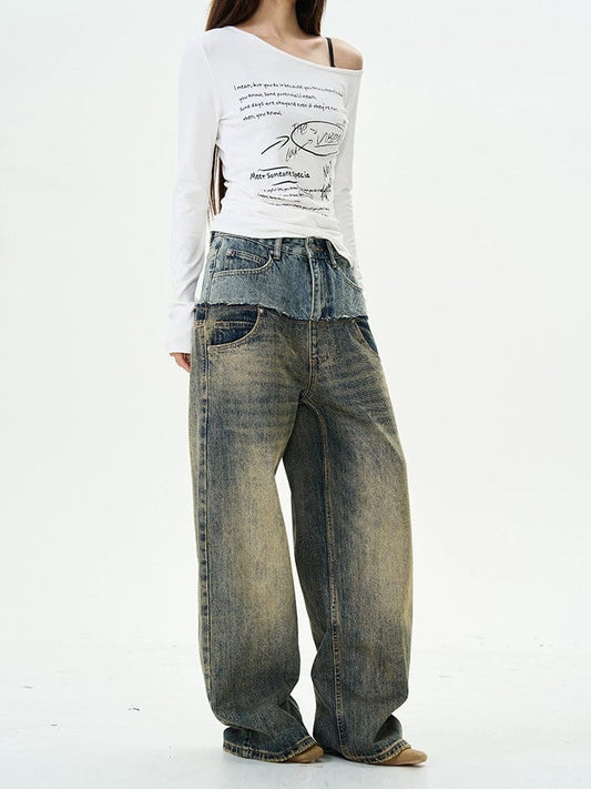 RT No. 12001 DOUBLE WAIST DENIM JEANS