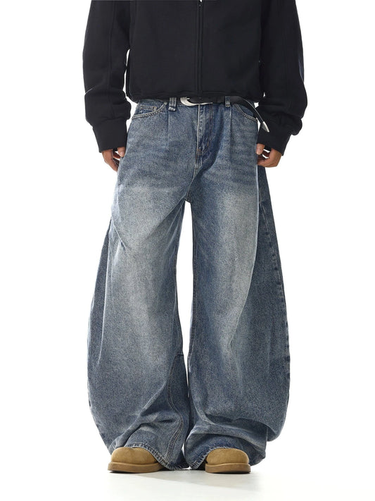 RT No. 32738 PLEATED DENIM STRAIGHT JEANS