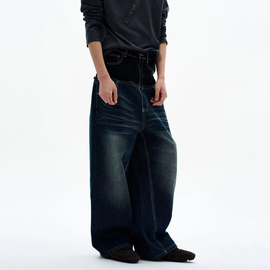 RT No. 32830 WASHED DOUBLE WAISTED DENIM JEANS