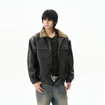 RT No. 12073 FLEECE COLLAR LEATHER PILOT JK