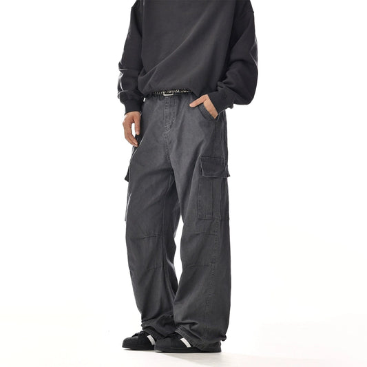 RT No. 12051 DARK GRAY WORKWEAR CARGO STRAIGHT PANTS