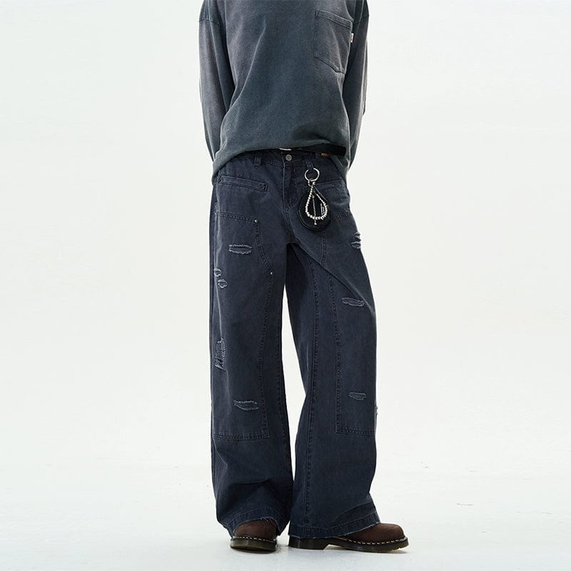 RT No. 12003 DISTRESSED WORKWEAR RELAX STRAIGHT PANTS