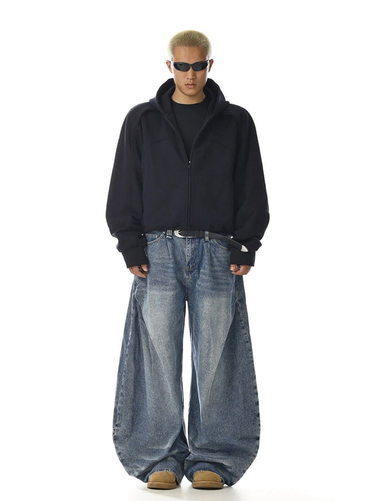 RT No. 32738 PLEATED DENIM STRAIGHT JEANS