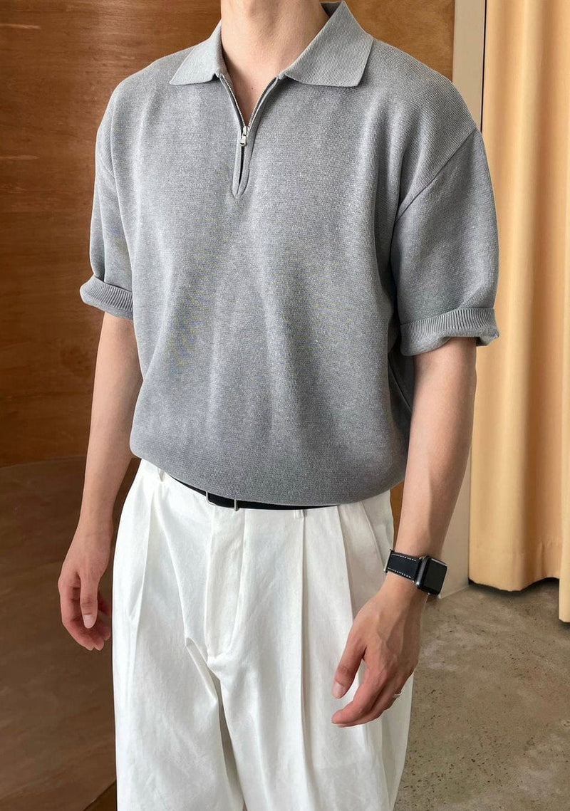 RT No. 11941 KNIT POLO QUARTER ZIP SHORT SLEEVE