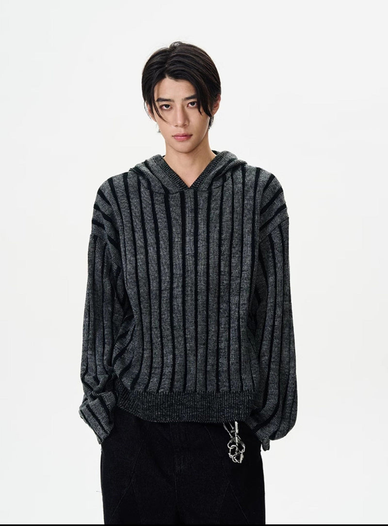 RT No. 11977 GRAY KNIT PULLOVER HOODIE