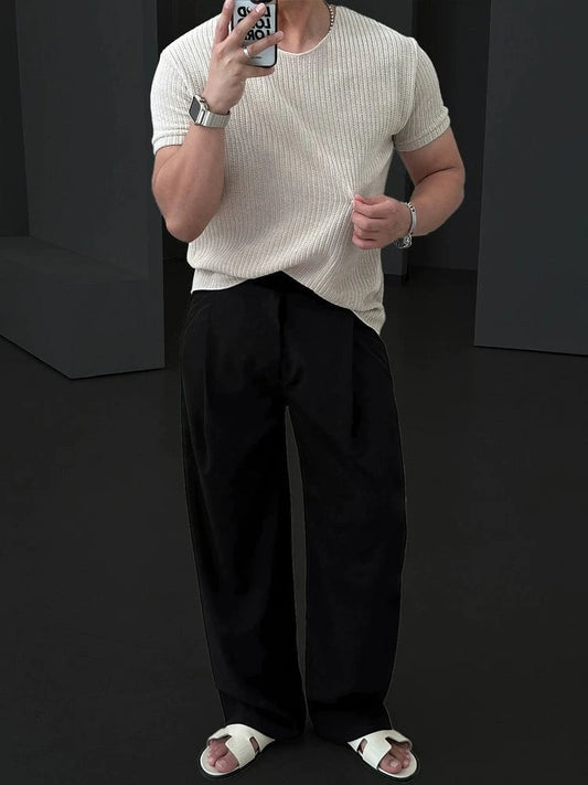 RT No. 11520 KNIT CREAM SHORT SLEEVE