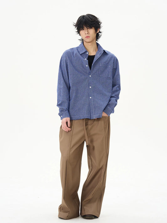 RT No. 18161 BLUE GRID BUTTON-UP SHIRT