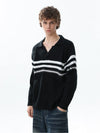 RT No. 50208 STRIPED V-NECK COLLAR SWEATER